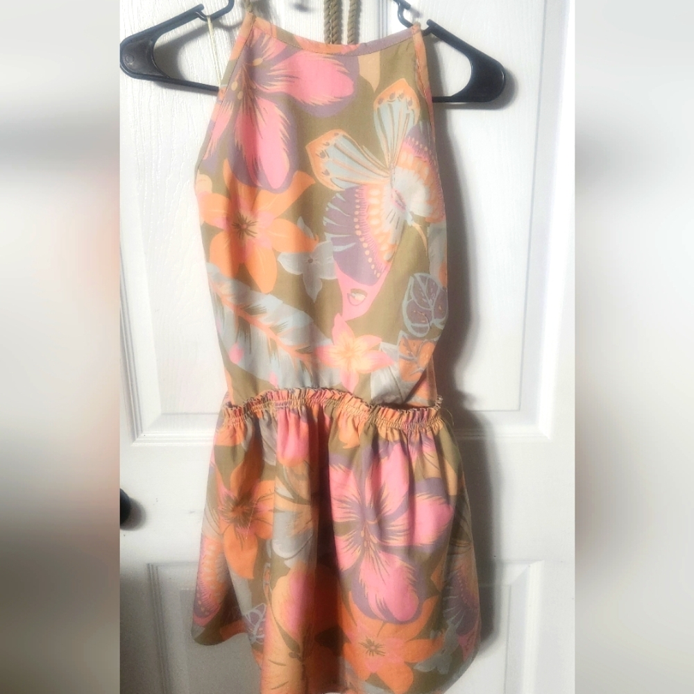 Free People Floral Mini Dress - Pink and Gray